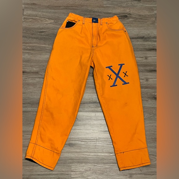 VTG 80s Traffic Embroidered High Waist Women's Mom Jeans Size 13/14 Orange - Picture 9 of 12